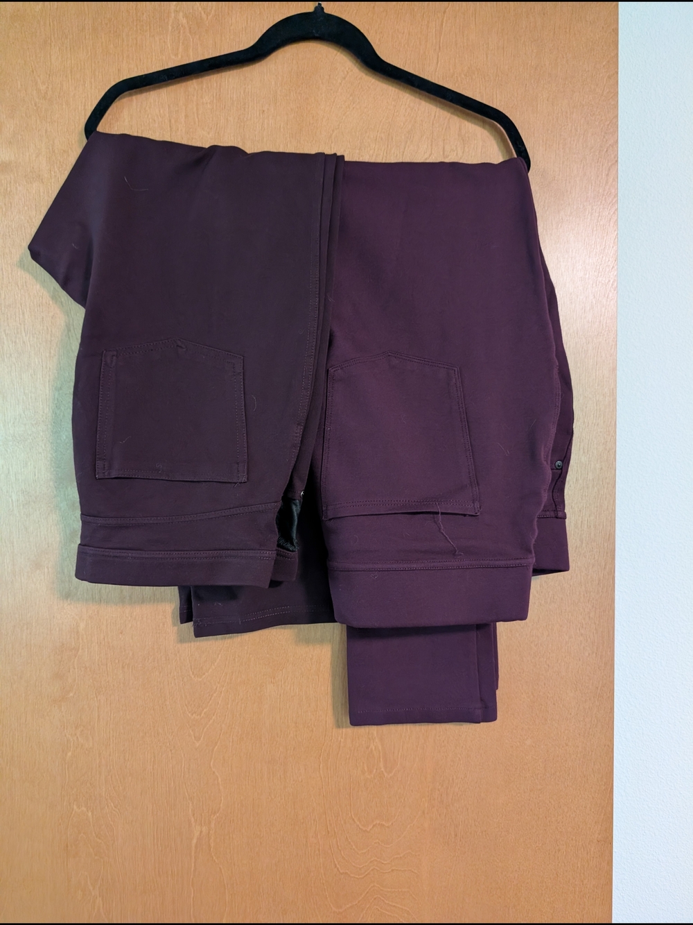 DKNY Pull-On Ponte Pants in Deep Plum XL